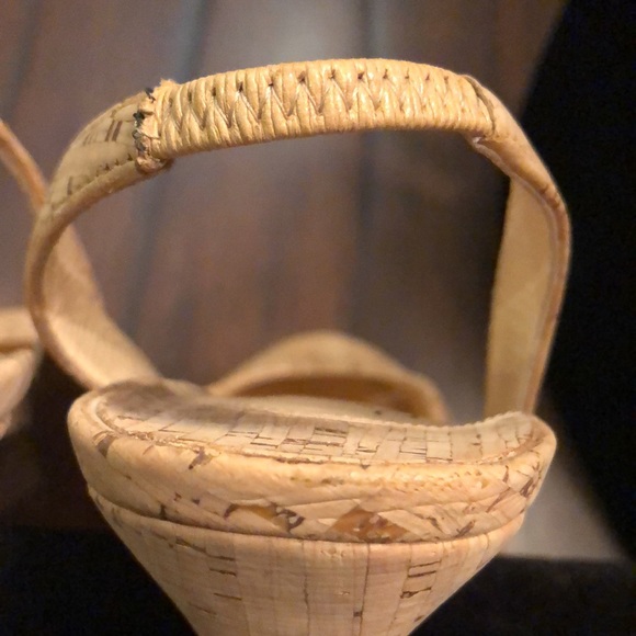 ❤️ Christian Louboutin Stiletto Red soles platform cork, stretch strap heels - Picture 12 of 12